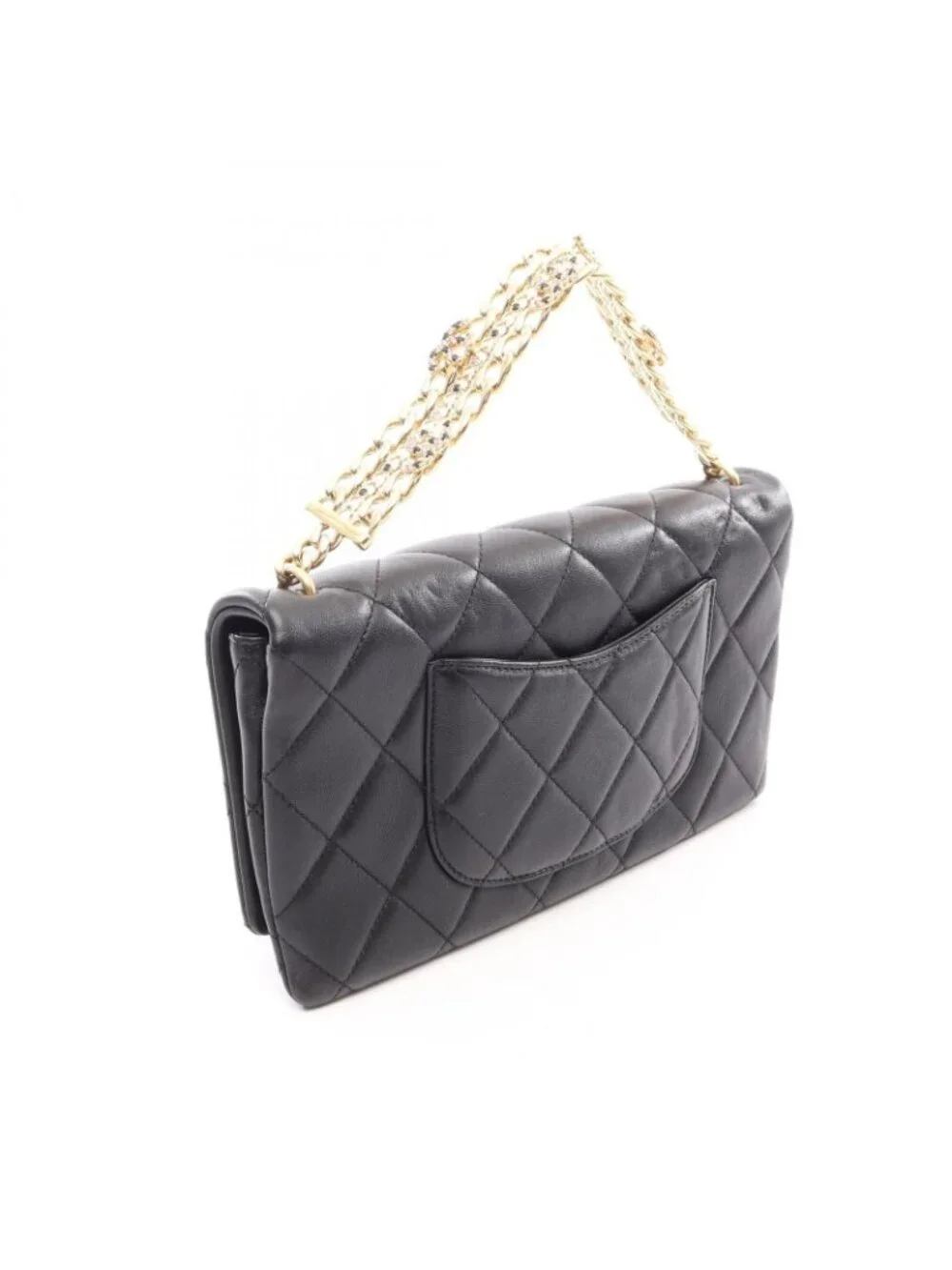 Chanel Handbag Quilted Chain Clutch Black Lambskin